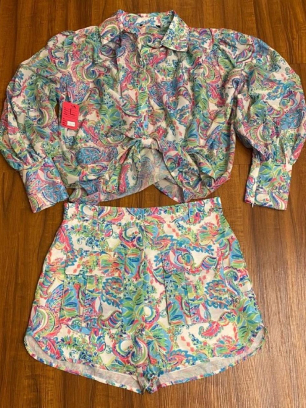 Ladies Paisley Long Sleeve Top with the matching Shorts